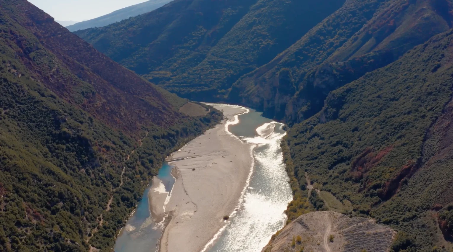 Partially dried riverbed